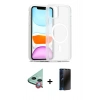 MARSİLYAN™- iPhone 11 Kılıf Siluet Minimal Prime - Siyah 3D Antistatik Hayalet Cam Ekran Koruyucu + Raze Metal Kamera Lens - KI