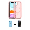 MARSİLYAN™- iPhone 11 Kılıf Siluet Minimal Prime - Siyah 3D Antistatik Hayalet Cam Ekran Koruyucu + Neon Fosforlu Kamera Lens - MI
