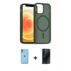 MARSİLYAN™- iPhone 11 Kılıf Siluet Minimal Prime - Siyah 3D Antistatik Hayalet Cam Ekran Koruyucu + Neon Fosforlu Kamera Lens - MI