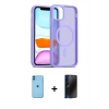 MARSİLYAN™- iPhone 11 Kılıf Siluet Minimal Prime - Siyah 3D Antistatik Hayalet Cam Ekran Koruyucu + Neon Fosforlu Kamera Lens - MI