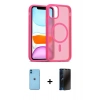 MARSİLYAN™- iPhone 11 Kılıf Siluet Minimal Prime - Siyah 3D Antistatik Hayalet Cam Ekran Koruyucu + Neon Fosforlu Kamera Lens - MI