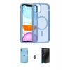 MARSİLYAN™- iPhone 11 Kılıf Siluet Minimal Prime - Siyah 3D Antistatik Hayalet Cam Ekran Koruyucu + Neon Fosforlu Kamera Lens - MI
