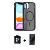 MARSİLYAN™- iPhone 11 Kılıf Siluet Minimal Prime - Siyah 3D Antistatik Hayalet Cam Ekran Koruyucu + PVD Metal Kamera Lens - MI
