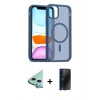 MARSİLYAN™- iPhone 11 Kılıf Siluet Minimal Prime - Siyah 3D Antistatik Hayalet Cam Ekran Koruyucu + Raze Metal Kamera Lens - MI