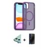 MARSİLYAN™- iPhone 11 Kılıf Siluet Minimal Prime - Siyah 3D Antistatik Hayalet Cam Ekran Koruyucu + Raze Metal Kamera Lens - MI