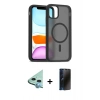 MARSİLYAN™- iPhone 11 Kılıf Siluet Minimal Prime - Siyah 3D Antistatik Hayalet Cam Ekran Koruyucu + Raze Metal Kamera Lens - MI