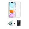 MARSİLYAN™- iPhone 11 Kılıf Siluet Minimal Prime - Siyah 3D Antistatik Hayalet Cam Ekran Koruyucu + Raze Metal Kamera Lens - MI