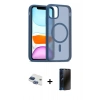 MARSİLYAN™- iPhone 11 Kılıf Siluet Minimal Prime - Siyah 3D Antistatik Hayalet Cam Ekran Koruyucu + Pers Alüminyum Kamera Lens - LT