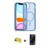 MARSİLYAN™- iPhone 11 Kılıf Siluet Minimal Prime - Siyah 3D Antistatik Hayalet Cam Ekran Koruyucu + Rainbow Kamera Lens Koruma Cam - KI