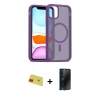 MARSİLYAN™- iPhone 11 Kılıf Siluet Minimal Prime - Siyah 3D Antistatik Hayalet Cam Ekran Koruyucu + Rainbow Kamera Lens Koruma Cam - KI
