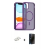 MARSİLYAN™- iPhone 11 Kılıf Siluet Minimal Prime - Siyah 3D Antistatik Hayalet Cam Ekran Koruyucu + Renkli Kamera Lens Koruma Cam - YL