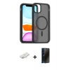 MARSİLYAN™- iPhone 11 Kılıf Siluet Minimal Prime - Siyah 3D Antistatik Hayalet Cam Ekran Koruyucu + Renkli Kamera Lens Koruma Cam - YL
