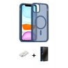 MARSİLYAN™- iPhone 11 Kılıf Siluet Minimal Prime - Siyah 3D Antistatik Hayalet Cam Ekran Koruyucu + Renkli Kamera Lens Koruma Cam - SI