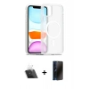 MARSİLYAN™- iPhone 11 Kılıf Siluet Minimal Prime - Siyah 3D Antistatik Hayalet Cam Ekran Koruyucu + Şeffaf Kamera Lens Koruma Cam