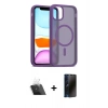 MARSİLYAN™- iPhone 11 Kılıf Siluet Minimal Prime - Siyah 3D Antistatik Hayalet Cam Ekran Koruyucu + Şeffaf Kamera Lens Koruma Cam