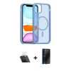 MARSİLYAN™- iPhone 11 Kılıf Siluet Minimal Prime - Siyah 3D Antistatik Hayalet Cam Ekran Koruyucu + Şeffaf Kamera Lens Koruma Cam