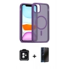 MARSİLYAN™- iPhone 11 Kılıf Siluet Minimal Prime - Siyah 3D Antistatik Hayalet Cam Ekran Koruyucu + PVD Metal Kamera Lens - YL