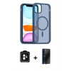 MARSİLYAN™- iPhone 11 Kılıf Siluet Minimal Prime - Siyah 3D Antistatik Hayalet Cam Ekran Koruyucu + PVD Metal Kamera Lens - YL