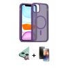 MARSİLYAN™- iPhone 11 Kılıf Siluet Minimal Prime - Siyah 3D Antistatik Mat Seramik Nano Ekran Koruyucu + Raze Metal Kamera Lens - KI