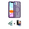 MARSİLYAN™- iPhone 11 Kılıf Siluet Minimal Prime - Siyah 3D Antistatik Mat Seramik Nano Ekran Koruyucu + Raze Metal Kamera Lens - MI