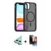 MARSİLYAN™- iPhone 11 Kılıf Siluet Minimal Prime - Siyah 3D Antistatik Mat Seramik Nano Ekran Koruyucu + Raze Metal Kamera Lens - MI