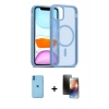 MARSİLYAN™- iPhone 11 Kılıf Siluet Minimal Prime - Siyah 3D Antistatik Mat Seramik Nano Ekran Koruyucu + Neon Fosforlu Kamera Lens - MI