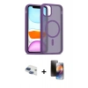 MARSİLYAN™- iPhone 11 Kılıf Siluet Minimal Prime - Siyah 3D Antistatik Mat Seramik Nano Ekran Koruyucu + Pers Alüminyum Kamera Lens - LT