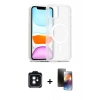 MARSİLYAN™- iPhone 11 Kılıf Siluet Minimal Prime - Siyah 3D Antistatik Mat Seramik Nano Ekran Koruyucu + PVD Metal Kamera Lens - SH