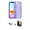 MARSİLYAN™- iPhone 11 Kılıf Siluet Minimal Prime - Siyah 3D Antistatik Mat Seramik Nano Ekran Koruyucu + Pers Alüminyum Kamera Lens - KI