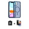 MARSİLYAN™- iPhone 11 Kılıf Siluet Minimal Prime - Siyah 3D Antistatik Mat Seramik Nano Ekran Koruyucu + PVD Metal Kamera Lens - SH