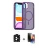 MARSİLYAN™- iPhone 11 Kılıf Siluet Minimal Prime - Siyah 3D Antistatik Mat Seramik Nano Ekran Koruyucu + PVD Metal Kamera Lens - SH