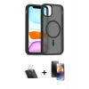 MARSİLYAN™- iPhone 11 Kılıf Siluet Minimal Prime - Siyah 3D Antistatik Mat Seramik Nano Ekran Koruyucu + Şeffaf Kamera Lens Koruma Cam