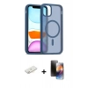 MARSİLYAN™- iPhone 11 Kılıf Siluet Minimal Prime - Siyah 3D Antistatik Mat Seramik Nano Ekran Koruyucu + Renkli Kamera Lens Koruma Cam - SI
