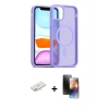 MARSİLYAN™- iPhone 11 Kılıf Siluet Minimal Prime - Siyah 3D Antistatik Mat Seramik Nano Ekran Koruyucu + Yeşil Renkli Kamera Lens Koruma Cam