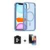 MARSİLYAN™- iPhone 11 Kılıf Siluet Minimal Prime - Siyah 3D Antistatik Mat Seramik Nano Ekran Koruyucu + Yeşil PVD Metal Kamera Lens