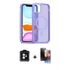 MARSİLYAN™- iPhone 11 Kılıf Siluet Minimal Prime - Siyah 3D Antistatik Mat Seramik Nano Ekran Koruyucu + Yeşil PVD Metal Kamera Lens