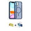 MARSİLYAN™- iPhone 11 Kılıf Siluet Minimal Prime - Siyah 3D Antistatik Seramik Nano Ekran Koruyucu + Rainbow Kamera Lens Koruma Cam - KI