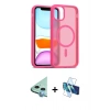 MARSİLYAN™- iPhone 11 Kılıf Siluet Minimal Prime - Siyah 3D Antistatik Seramik Nano Ekran Koruyucu + Mavi Raze Metal Kamera Lens