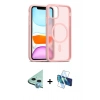 MARSİLYAN™- iPhone 11 Kılıf Siluet Minimal Prime - Siyah 3D Antistatik Seramik Nano Ekran Koruyucu + Mavi Raze Metal Kamera Lens