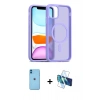 MARSİLYAN™- iPhone 11 Kılıf Siluet Minimal Prime - Siyah 3D Antistatik Seramik Nano Ekran Koruyucu + Neon Fosforlu Kamera Lens - MI
