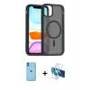 MARSİLYAN™- iPhone 11 Kılıf Siluet Minimal Prime - Siyah 3D Antistatik Seramik Nano Ekran Koruyucu + Neon Fosforlu Kamera Lens - MI
