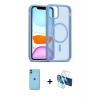 MARSİLYAN™- iPhone 11 Kılıf Siluet Minimal Prime - Siyah 3D Antistatik Seramik Nano Ekran Koruyucu + Neon Fosforlu Kamera Lens - MI