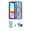 MARSİLYAN™- iPhone 11 Kılıf Siluet Minimal Prime - Siyah 3D Antistatik Seramik Nano Ekran Koruyucu + Neon Fosforlu Kamera Lens - MI