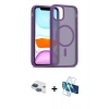 MARSİLYAN™- iPhone 11 Kılıf Siluet Minimal Prime - Siyah 3D Antistatik Seramik Nano Ekran Koruyucu + Pers Alüminyum Kamera Lens - LT