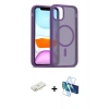 MARSİLYAN™- iPhone 11 Kılıf Siluet Minimal Prime - Siyah 3D Antistatik Seramik Nano Ekran Koruyucu + Renkli Kamera Lens Koruma Cam - SI