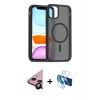 MARSİLYAN™- iPhone 11 Kılıf Siluet Minimal Prime - Siyah 3D Antistatik Seramik Nano Ekran Koruyucu + Raze Metal Kamera Lens - SH
