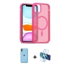 MARSİLYAN™- iPhone 11 Kılıf Siluet Minimal Prime - Siyah 3D Antistatik Seramik Nano Ekran Koruyucu + Turuncu Neon Fosforlu Kamera Lens