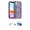 MARSİLYAN™- iPhone 11 Kılıf Siluet Minimal Prime - Siyah 3D Antistatik Seramik Nano Ekran Koruyucu + Renkli Kamera Lens Koruma Cam - TU