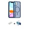 MARSİLYAN™- iPhone 11 Kılıf Siluet Minimal Prime - Siyah 3D Antistatik Seramik Nano Ekran Koruyucu + Renkli Kamera Lens Koruma Cam - TU