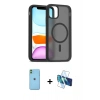 MARSİLYAN™- iPhone 11 Kılıf Siluet Minimal Prime - Siyah 3D Antistatik Seramik Nano Ekran Koruyucu + Neon Fosforlu Kamera Lens - YL